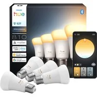 Philips Hue LED-Leuchtmittel White Ambiance 810lm smarte Lampe, E27, 4 St., Farbwechsler, Vollspektrumlicht 1000K-20000K