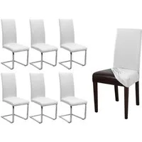 Beautex Stuhlhusse Jersey Baumwolle elastisch für Stühle und Schwingstühle 6er Set