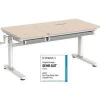 HOKO Kinderschreibtisch höhenverstellbar für Kinderzimmer (Schreibtisch für Kinder ab 6 Jahren, mit 80x40 cm neigbarer Tischplatte, 2 Schubladen, Verstellbar 54-76cm), 120x60 cm Arbeitsfläche, 100 kg Belastbarkeit, Holzoptik, CELIN