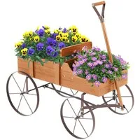 COSTWAY Blumenständer, Pflanzwagen mit 4 Metallrädern & Griff, 62x34x60cm