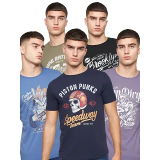 Crosshatch - "Jerome" T-Shirt für Herren (5er-Pack) (Bunt)
