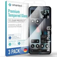 smartect Displayschutzglas 3X Schutzglas Panzerfolie Klar für Nothing Phone (3) für Nothing Phone (3), Set, 3 Stück, 0.3 mm Ultra-klar, 9H Härte, Kratzfest, Stoßfest, Blasenfrei, Oleophob