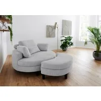 OTTO home Loveseat Ravi Sessel, B: 114 cm, Sitzhöhe: 42 cm, XXL- Sessel, mit Stauraumhocker, Rückenstütze & 4 Zierkissen