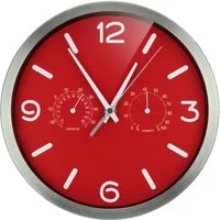 OPTUS Wanduhr MyTime ND DCF Thermo-/ Hygro- Wanduhr 25cm - rot