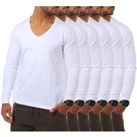 Young & Rich Langarmshirt Herren Uni Basic tiefer V-Ausschnitt Longsleeve Unterziehshirt 2239 V-Ausschnitt unifarben langarm slim fit