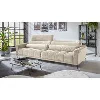 Massivart® Big-Sofa LOGAN Cord grün, beige, grau, rost 280 cm / 4-Sitzer, Nosagfederung · Sitztiefenverstellung · Kopfteilverstellung