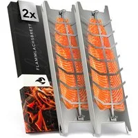 NewHabitat Grillerweiterung Flammlachsbrett Edelstahl 59cm I Extra langer Flammlachshalter (Komplettset, 2-St., 100% Edelstahl), Spülmaschinenfest