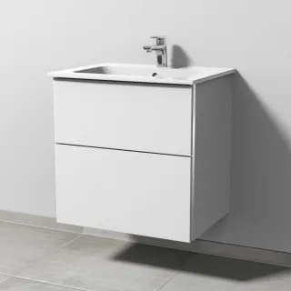 Sanipa 3way Waschtischunterbau zu Duravit ME by Starck Waschtisch mit 2 Auszügen, Weiß-Soft BR72443