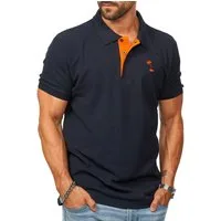 DAILY COTTON Poloshirt in Kurzarm als Freizeit Polo T-Shirt - Polo-Hemd für Herren (1-tlg) Männer Polohemd im Regular-Fit in Piqué-Qualität mit Palmen-Logo