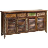 Massivmoebel24 Sideboard FABLE (Massivholz), Sideboard Altholz 183x42x90 mehrfarbig lackiert FABLE #17
