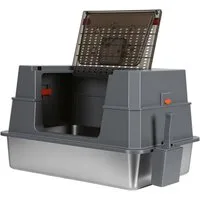 Clanmacy Katzentoilette XXXL Edelstahl-Katzenklo mit Deckel grau 70 x 50 x 43 cm