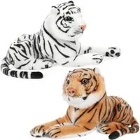 BRUBAKER Kuscheltier Plüsch Tiger 25 cm (2-St., 2er Set, Weiß und Braun), Stofftier Plüschtier