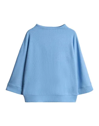 Opus - Loose Jerseyshirt mit feiner Rippstruktur - Sagida blau - Gr. - 40