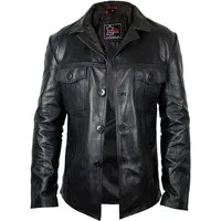 MDM Lederjacke Herren Lederjacke Ledersakko leichte Lamm Jacke Blazer auch in großen Größen erhältlich, schwarz mit Klassischem Kragen