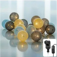COZY HOME LED-Lichterkette Cotton Balls - Strombetrieben, 20 LED I 6m I Warmweiße LED-Cotton Ball I Hausbett Bunt Deko