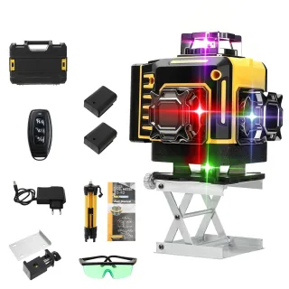 New 16 Lines 4D Laser Level Remote Control 4 Colors Beam 360° Horizontal ＆ Vertical Powerful Lines Laser Levels Power Di