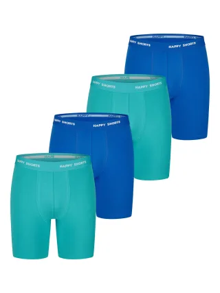 Happy Shorts Herren Retro Boxer Neon Long 4-Pack Retroshorts, Vintage Boxer,