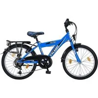 Talson Kinderfahrrad 20 Zoll Cityrad, 6 Gang Shimano, Kettenschaltung, mit Beleuchtung nach StVZO und Gepäckträger Blau