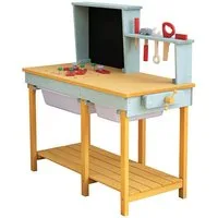 HOME DELUXE Spielwerkbank Werkbank aus Holz TOOL, Outdoor Kinderwerkbank, Holz Werkbank für Kinder