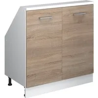 Vicco Unterschrank R-Line, Sonoma/Weiß, 80 cm mit 2 Türen (1-St)