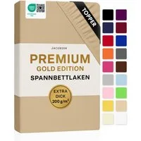 Jacobson Spannbettlaken TOPPER PREMIUM 200 g/m² Jersey aus 97% Baumwolle & 3% Elasthan, Extra dichtes Bettlaken für maximalen Halt