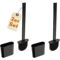 GarPet WC-Garnitur 2er Set Klobürste Silikon schwarz Set Wandmontage Toilettenbürste