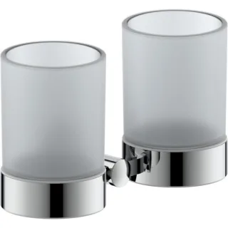 Bravat Varuna Glashalter 764110 doppelt, chrom, zum Kleben/Schrauben