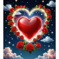 Rötting Design Malen nach Zahlen Diamond Painting Set 5D DIY Motiv Rosenherz im Sternenmeer (Komplett-Set), Diamond Painting Vollbild, Vollständiges Zubehörpaket