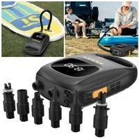 Technaxx Akku-Luftpumpe Akku-SUP-Pumpe 20 PSI, 7500mAh Powerbank, 120W, 12V/USB, 6 Düsen, 2-Stufen Akku-SUP-Pumpe bis 20 PSI mit 7500 mAh Powerbank & Auto-Stopp