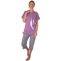 Consult-Tex Capri-Pyjama Damen Capri Schlafanzug Pyjama DF056 (1 Set) Oberteil mit Knopfleiste und Motivdruck