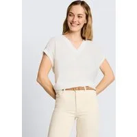 TOM TAILOR Kurzarmbluse Blusen & Shirts Loose Fit Bluse mit V-Ausschnitt