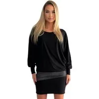 Mississhop Partykleid Damen Minikleid festlich Glitzer Kleid Pulli Tunika S M L XL XXL 9531