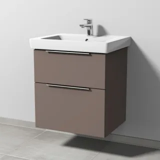 Sanipa 3way Waschtischunterbau zu Villeroy & Boch Subway 2.0 Waschtisch mit 2 Auszügen, Taupe-Matt UP6121T