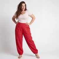 OriginalYou Leinenhose Sommerliche Leinen Pumphose luftig leichte Schlupfhose luftig & leichtes Leinengewebe, elastischer Bund, in Unifarbe