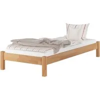 ERST-HOLZ Massivholzbett Schönes Einzelbett 100 x 200 cm für Jugendliche und Erwachsene Buche, Buche farblos lackiert