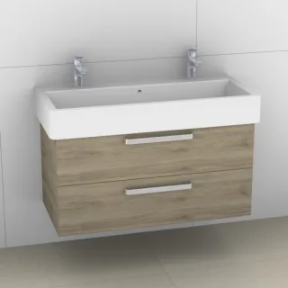 Artiqua 411 Waschtischunterschrank für Vero 045410 mit 2 Armaturbohrungen Sanremo Eiche quer NB, 411 411-WU2L-D23-7144-428
