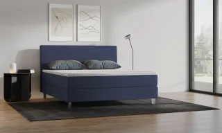 BRUNO Boxspringbett Premium 160x200cm in Blau | Matratzen-Härtegrad: Links H2 / Rechts H3 | mehrfach ausgezeichnet in Design & Qualität