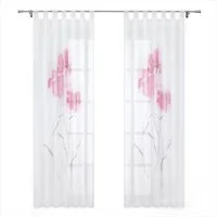 Joyswahl Gardine (1 St), Schlaufen, transparent, Vorhänge Voile Fensterschal Modern Blumen Muster