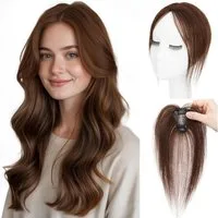 LuxusKollektion Echthaar-Extension Pony Haarteil Clip in Echthaar Bangs Curtain Bangs 02 Dunkel Braun