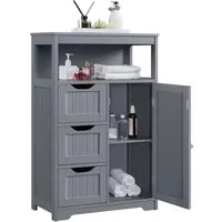 Yaheetech Badkommode Badezimmerschrank, Badschrank mit 3 Schubladen & 1 Schrank mit verstellbarem Regalbrett