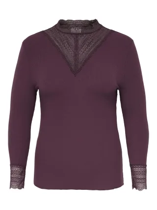 ONLY CARMAKOMA - CARTILDE RIB LACE L/S TOP JRS NOOS Fig - Gr. - 44