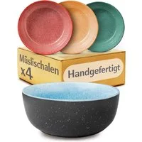Cosumy Servierteller Steingut Geschirr Set 4 Personen – Handgefertigtes Tafelservice, Steingut",, (Einzelartikel",, 4-tlg), Handglasiert- Mikrowellenfest - Spülmaschinenfest – Design Geschirr",