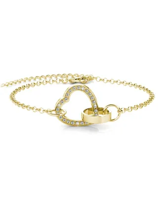 Verschlossenes Herz-Armband - Gold und Kristall