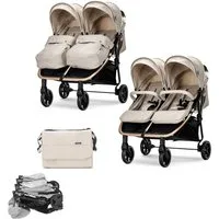 Lorelli Zwillings-Kombikinderwagen Geschwisterkinderwagen Duo, klappbar verstellbar Fußabdeckung Wickeltasche