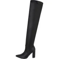 Ital-Design Damen Abendschuhe Party & Clubwear Overkneestiefel (85135622) Blockabsatz High-Heel Stiefel in Schwarz