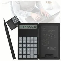 Realb2b Taschenrechner Taschenrechner 2in1 mit Notizfunktion LCD Rechner mit Stift, LCD Display Notizfeld Stift klappbar kompakt Batterie Rechner