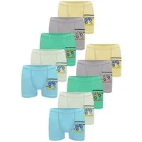 LOREZA Boxershorts 10er Set Jungen Boxershorts - Rallye - Bunt (Spar-Packung, 10-St)