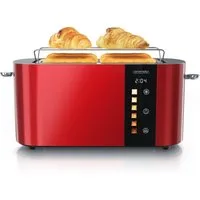 Arendo Toaster Edelstahl, Langschlitz, Touch Display, Restzeit & Bräunungsgradanzeige, 2 lange Schlitze, für 4 Scheiben, 1500 W, Brötchenaufsatz, Wärmeisoliert, Toast-Symbole für Bräunungsgradauswahl