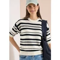 CECIL Kurzarmpullover im Streifendessin, Sommerstrick