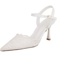 Ital-Design Damen Festliche Spitzen-Pumps Brautschuhe Schnürpumps (91895807) Pfennig-/Stilettoabsatz Pumps in Weiß
